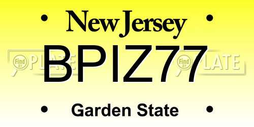 BPIZ77 New Jersey License Plate