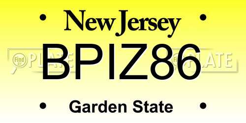 BPIZ86 New Jersey License Plate