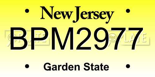 BPM2977 New Jersey License Plate