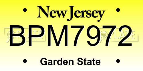 BPM7972 New Jersey License Plate