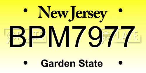 BPM7977 New Jersey License Plate