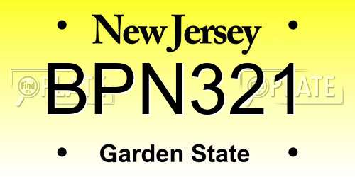 BPN321 New Jersey License Plate