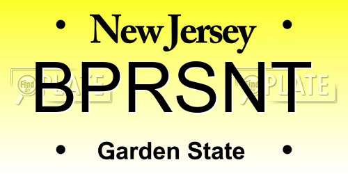BPRSNT New Jersey License Plate