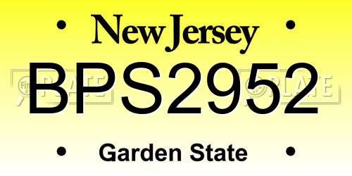 BPS2952 New Jersey License Plate
