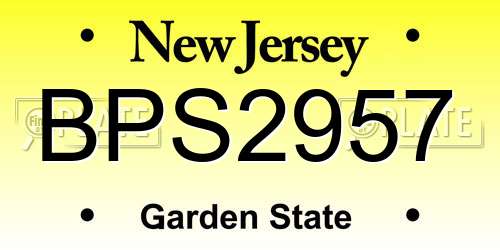 BPS2957 New Jersey License Plate