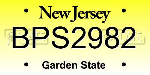 BPS2982 New Jersey License Plate