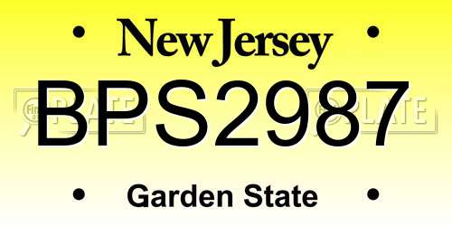 BPS2987 New Jersey License Plate