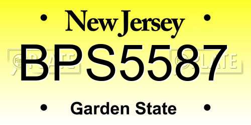 BPS5587 New Jersey License Plate