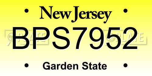 BPS7952 New Jersey License Plate