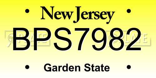BPS7982 New Jersey License Plate