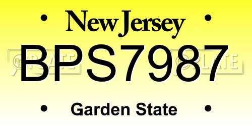 BPS7987 New Jersey License Plate