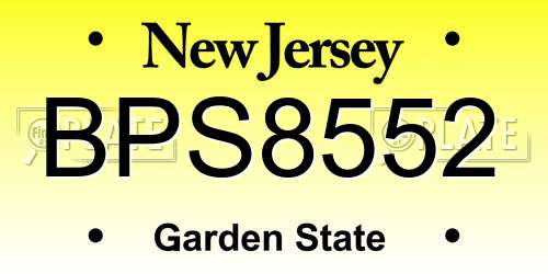 BPS8552 New Jersey License Plate