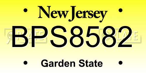 BPS8582 New Jersey License Plate