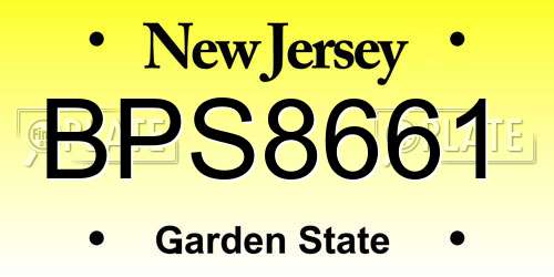 BPS8661 New Jersey License Plate