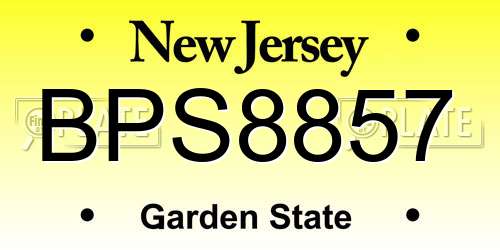 BPS8857 New Jersey License Plate