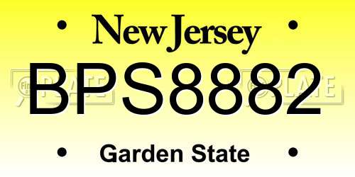 BPS8882 New Jersey License Plate