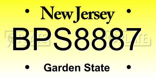 BPS8887 New Jersey License Plate