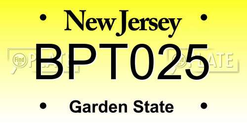 BPT025 New Jersey License Plate