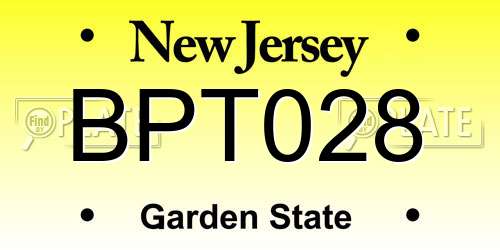 BPT028 New Jersey License Plate