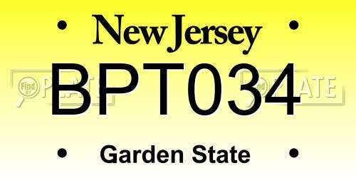 BPT034 New Jersey License Plate