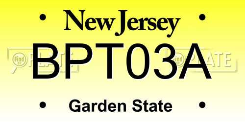 BPT03A New Jersey License Plate