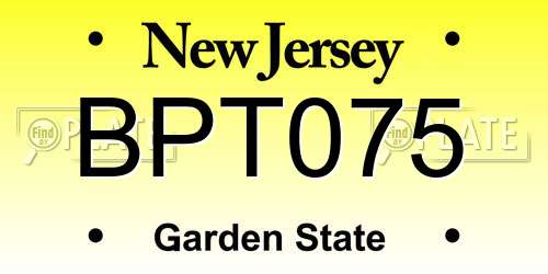 BPT075 New Jersey License Plate