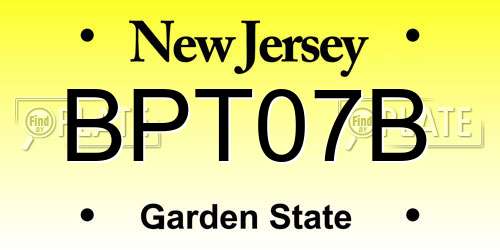 BPT07B New Jersey License Plate