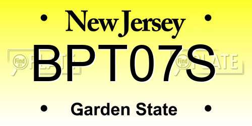 BPT07S New Jersey License Plate