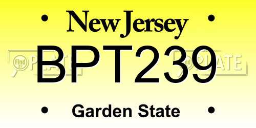 BPT239 New Jersey License Plate