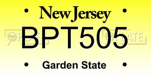 BPT505 New Jersey License Plate