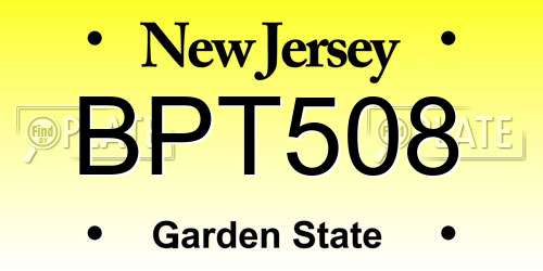 BPT508 New Jersey License Plate