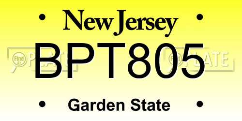 BPT805 New Jersey License Plate