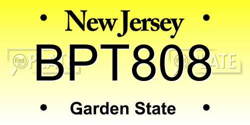 BPT808 New Jersey License Plate