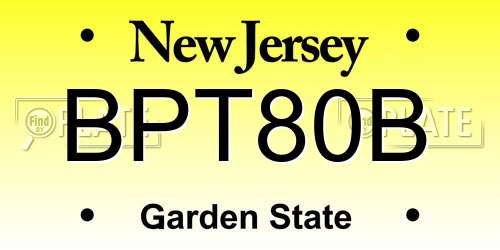 BPT80B New Jersey License Plate