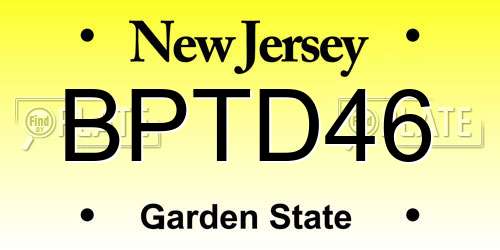 BPTD46 New Jersey License Plate