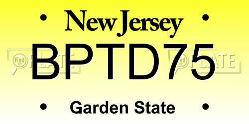BPTD75 New Jersey License Plate