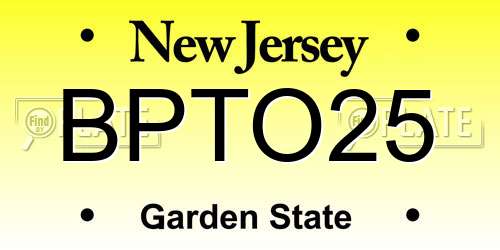 BPTO25 New Jersey License Plate