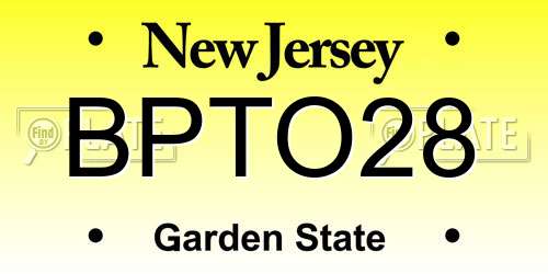 BPTO28 New Jersey License Plate