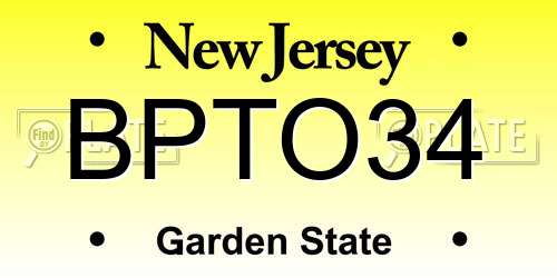 BPTO34 New Jersey License Plate