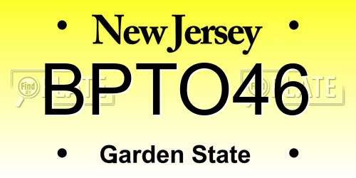 BPTO46 New Jersey License Plate