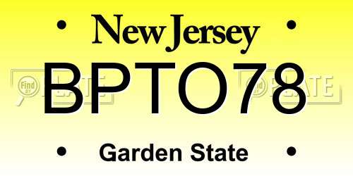 BPTO78 New Jersey License Plate
