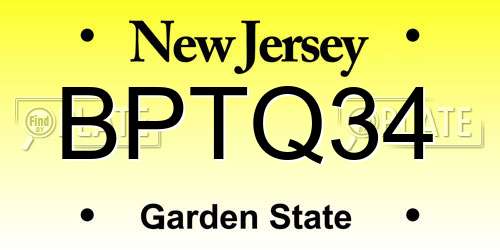 BPTQ34 New Jersey License Plate