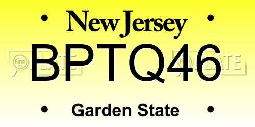 BPTQ46 New Jersey License Plate