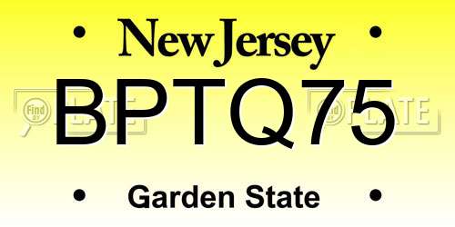 BPTQ75 New Jersey License Plate