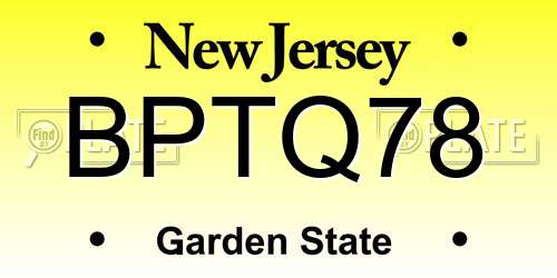 BPTQ78 New Jersey License Plate