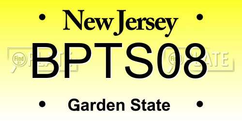 BPTS08 New Jersey License Plate