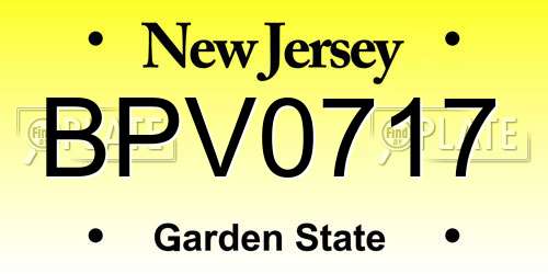 BPV0717 New Jersey License Plate