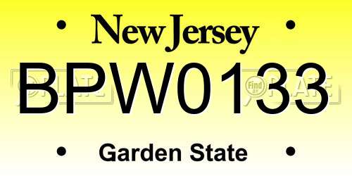BPW0133 New Jersey License Plate