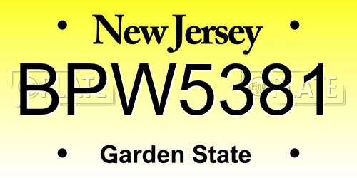BPW5381 New Jersey License Plate
