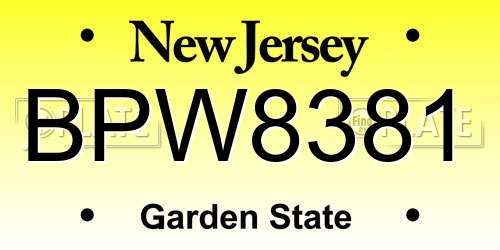BPW8381 New Jersey License Plate